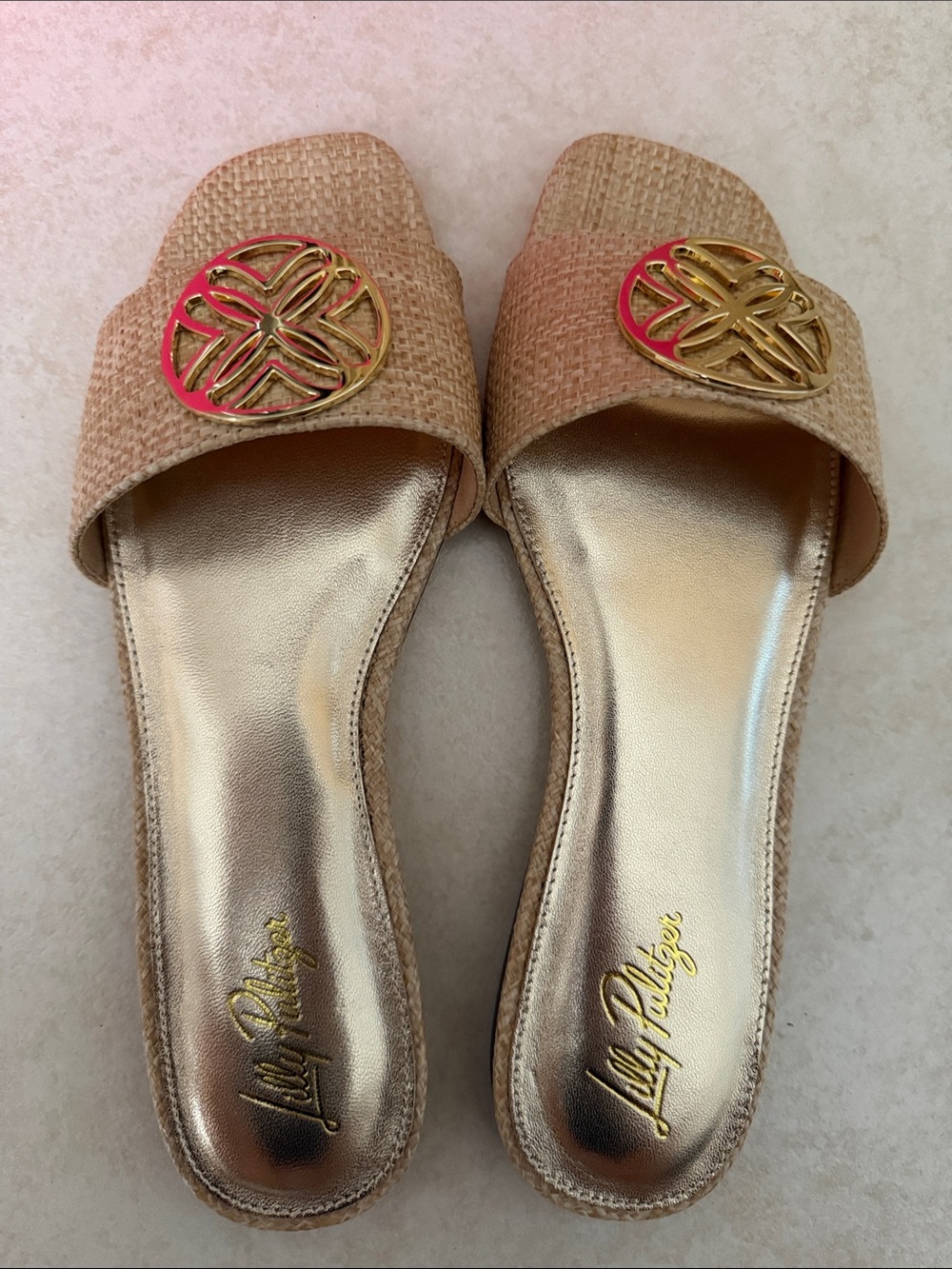 Lilly Pulitzer Nessa Slide Natural Size 9 NEW